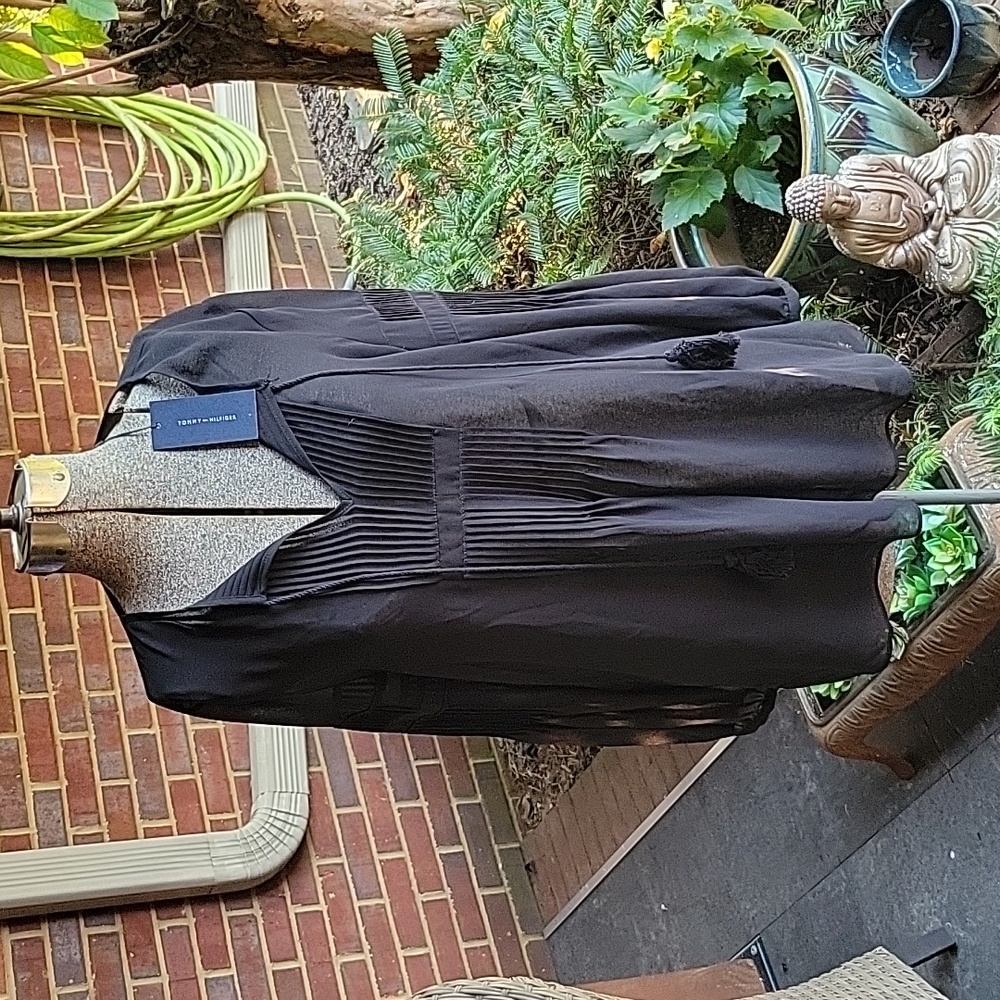 NWT TH Black Sheer Long Sleeve Blouse M
